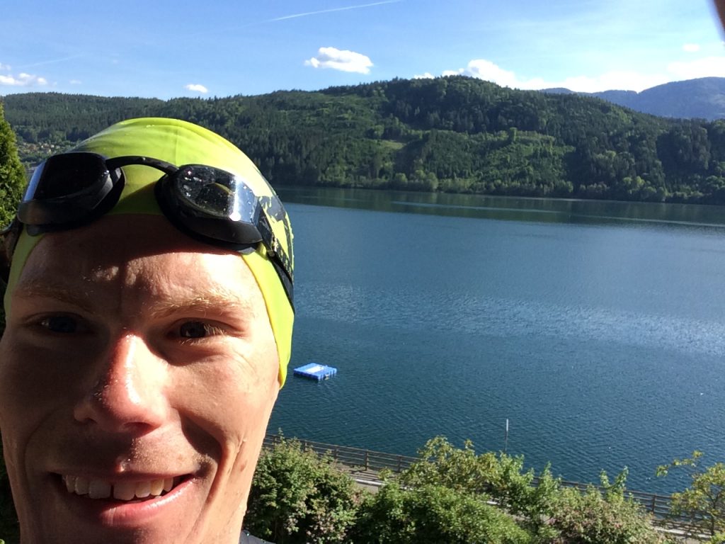 Training im kalten Millstättersee aber bei traumhaftem Wetter